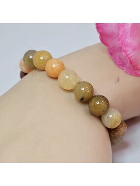 Aventurine Quartz Agate Stretch Bracelet Earthy Gemstone Stackable Bead Jewelry
